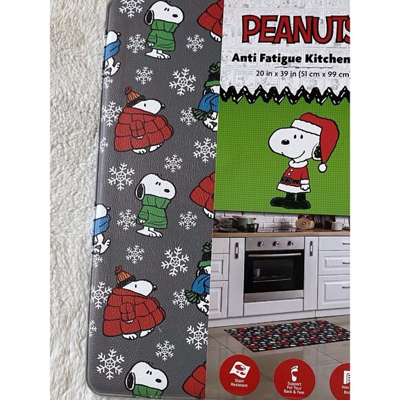 PEANUTS Snoopy Puffer Jacket XL Anti-Fatigue Kitchen Mat 20” X 39” Winter NEW - Picture 7 of 16